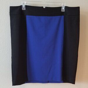 Black & Blue Knit Pencil Skirt